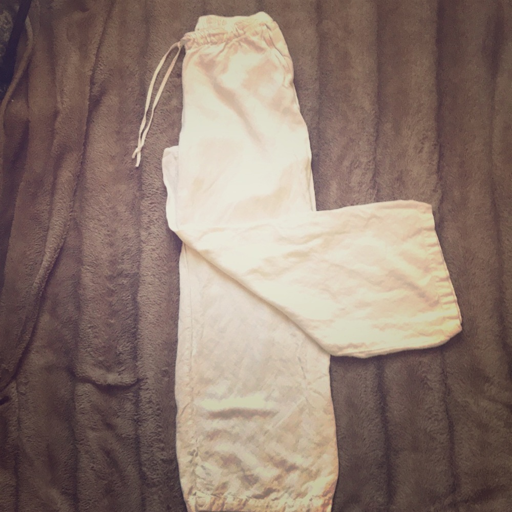 White linen pants